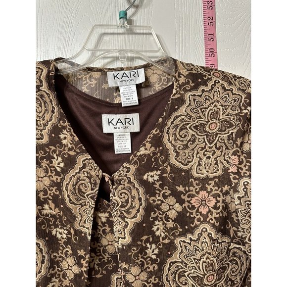 Kari New York VTG Brown Floral Paisley Dress Jacket Set Sleeveless Maxi Shift 10 - Picture 2 of 8